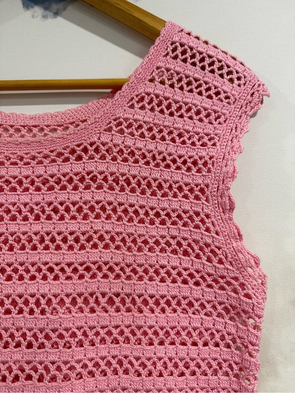 Pink Crochet Sleeveless Knit Top - Picture 5 of 9